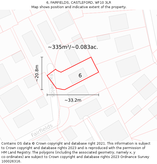 6, FAIRFIELDS, CASTLEFORD, WF10 3LR: Plot and title map