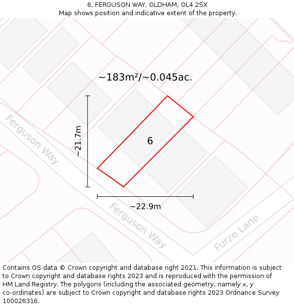 6, FERGUSON WAY, OLDHAM, OL4 2SX: Plot and title map