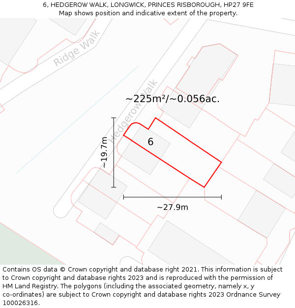 6, HEDGEROW WALK, LONGWICK, PRINCES RISBOROUGH, HP27 9FE: Plot and title map