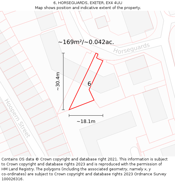 6, HORSEGUARDS, EXETER, EX4 4UU: Plot and title map