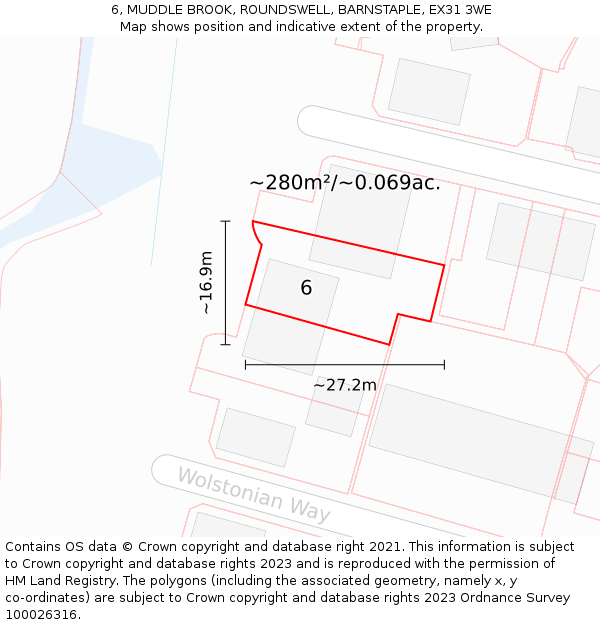6, MUDDLE BROOK, ROUNDSWELL, BARNSTAPLE, EX31 3WE: Plot and title map