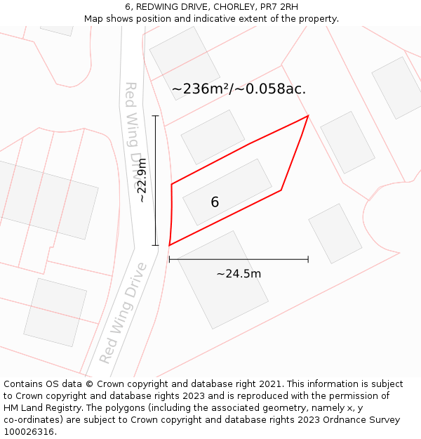 6, REDWING DRIVE, CHORLEY, PR7 2RH: Plot and title map