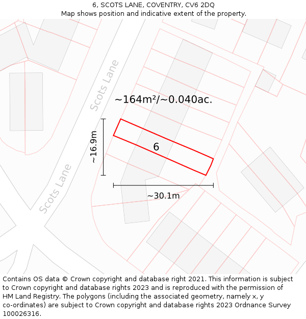 6, SCOTS LANE, COVENTRY, CV6 2DQ: Plot and title map