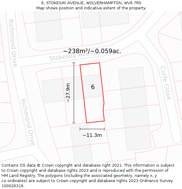 6, STOKESAY AVENUE, WOLVERHAMPTON, WV6 7RS: Plot and title map