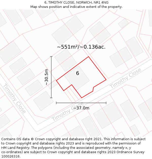 6, TIMOTHY CLOSE, NORWICH, NR1 4NG: Plot and title map