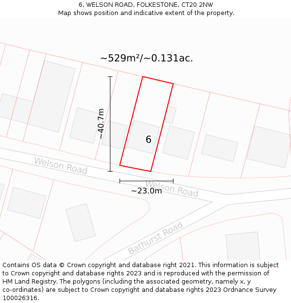 6, WELSON ROAD, FOLKESTONE, CT20 2NW: Plot and title map