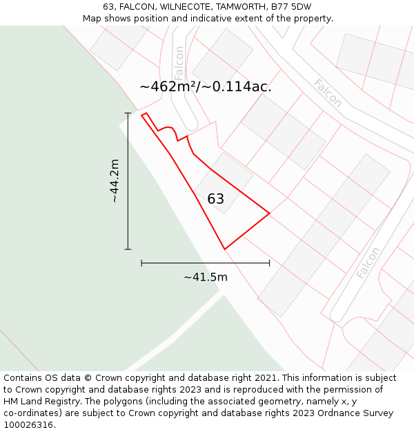 63, FALCON, WILNECOTE, TAMWORTH, B77 5DW: Plot and title map