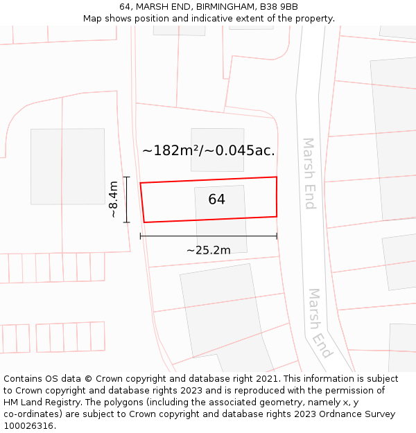 64, MARSH END, BIRMINGHAM, B38 9BB: Plot and title map