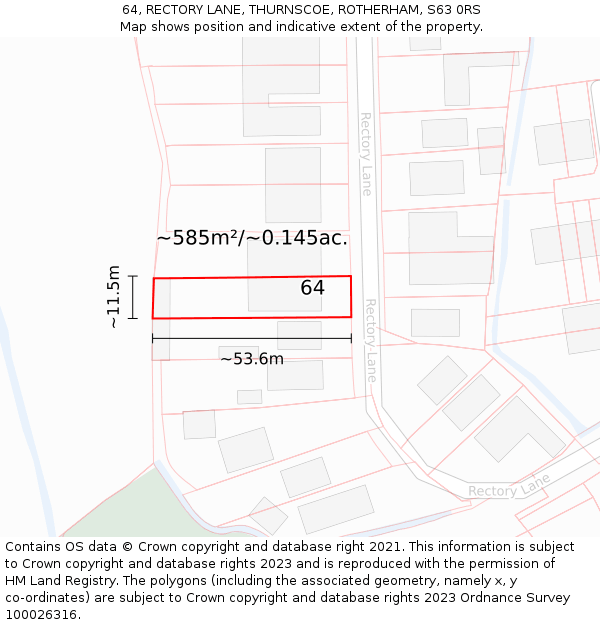 64, RECTORY LANE, THURNSCOE, ROTHERHAM, S63 0RS: Plot and title map