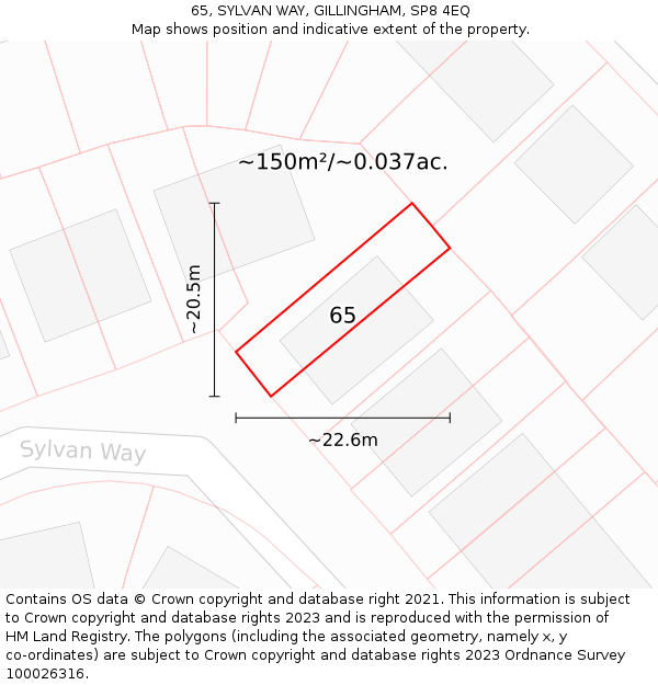 65, SYLVAN WAY, GILLINGHAM, SP8 4EQ: Plot and title map