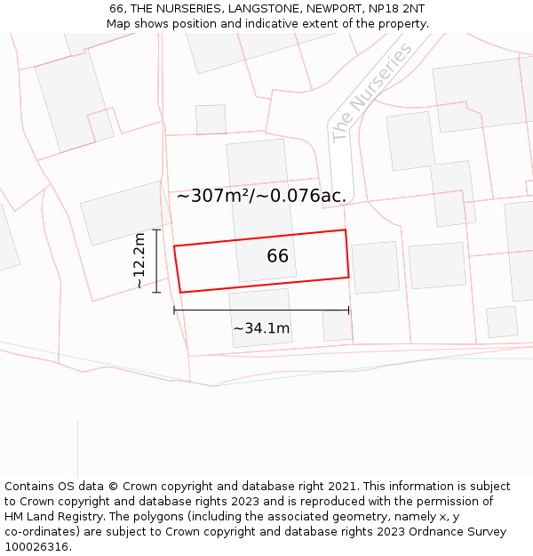 66, THE NURSERIES, LANGSTONE, NEWPORT, NP18 2NT: Plot and title map