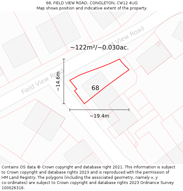 68, FIELD VIEW ROAD, CONGLETON, CW12 4UG: Plot and title map