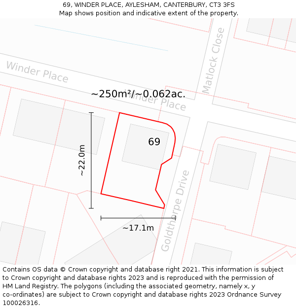 69, WINDER PLACE, AYLESHAM, CANTERBURY, CT3 3FS: Plot and title map