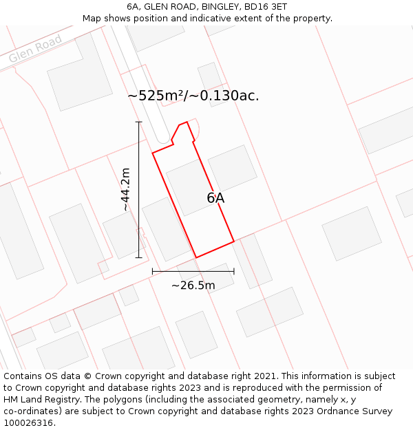6A, GLEN ROAD, BINGLEY, BD16 3ET: Plot and title map