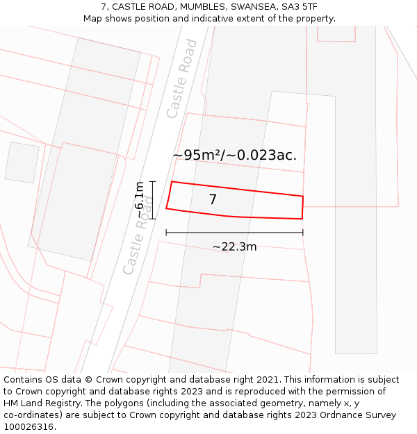 7, CASTLE ROAD, MUMBLES, SWANSEA, SA3 5TF: Plot and title map