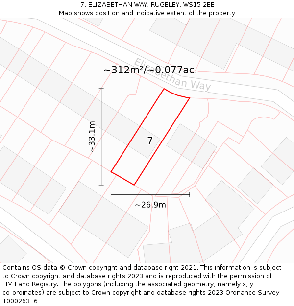 7, ELIZABETHAN WAY, RUGELEY, WS15 2EE: Plot and title map