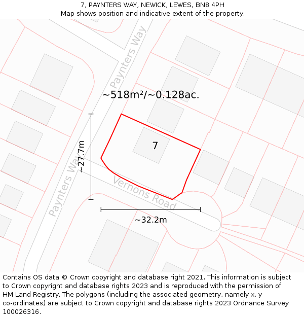7, PAYNTERS WAY, NEWICK, LEWES, BN8 4PH: Plot and title map