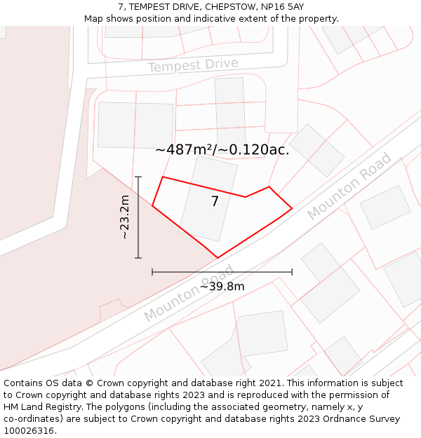 7, TEMPEST DRIVE, CHEPSTOW, NP16 5AY: Plot and title map