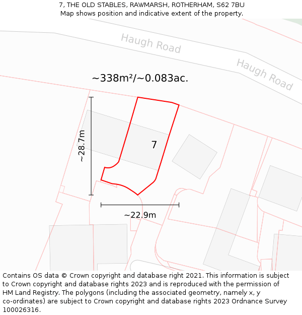 7, THE OLD STABLES, RAWMARSH, ROTHERHAM, S62 7BU: Plot and title map