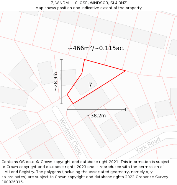 7, WINDMILL CLOSE, WINDSOR, SL4 3NZ: Plot and title map