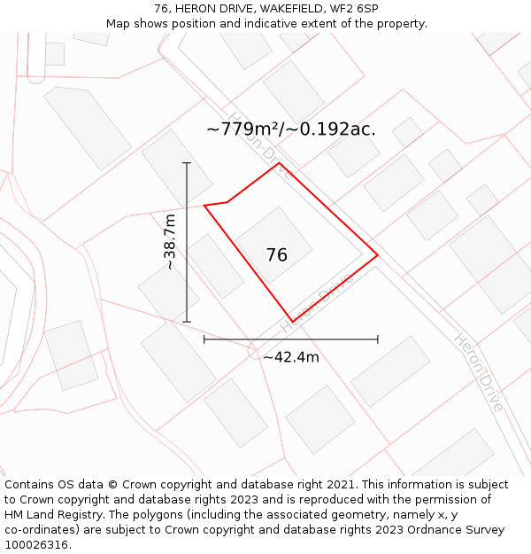 76, HERON DRIVE, WAKEFIELD, WF2 6SP: Plot and title map