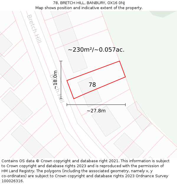 78, BRETCH HILL, BANBURY, OX16 0NJ: Plot and title map