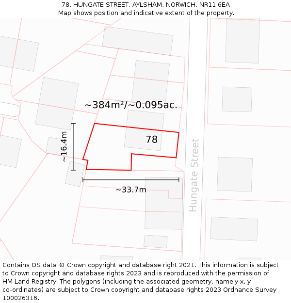 78, HUNGATE STREET, AYLSHAM, NORWICH, NR11 6EA: Plot and title map