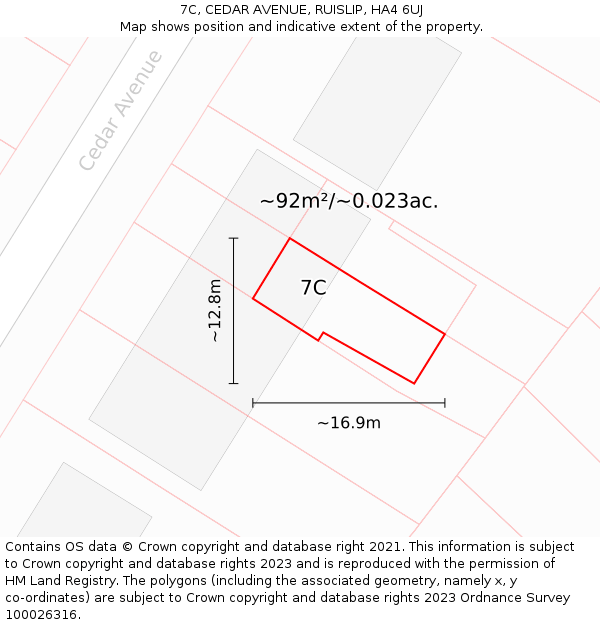 7C, CEDAR AVENUE, RUISLIP, HA4 6UJ: Plot and title map