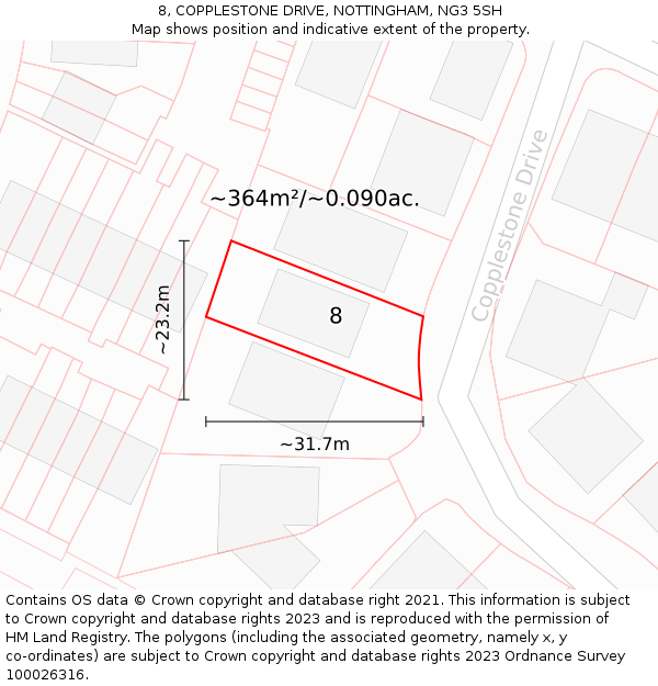 8, COPPLESTONE DRIVE, NOTTINGHAM, NG3 5SH: Plot and title map