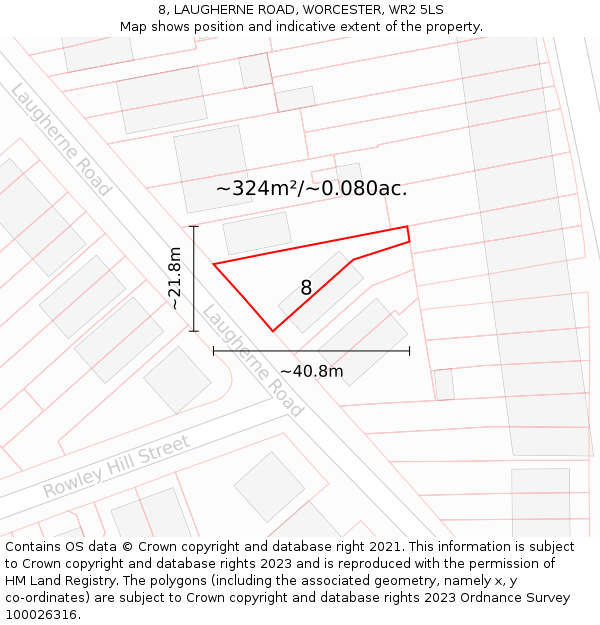 8, LAUGHERNE ROAD, WORCESTER, WR2 5LS: Plot and title map
