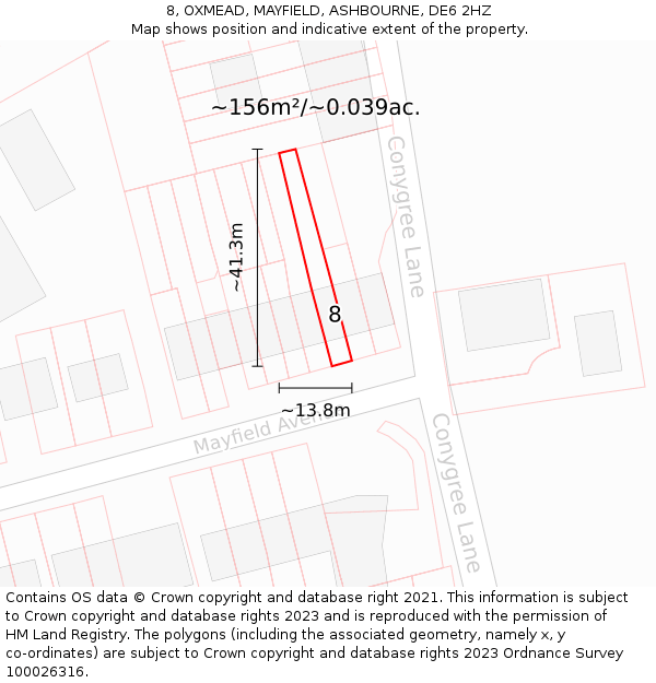 8, OXMEAD, MAYFIELD, ASHBOURNE, DE6 2HZ: Plot and title map