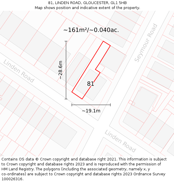 81, LINDEN ROAD, GLOUCESTER, GL1 5HB: Plot and title map