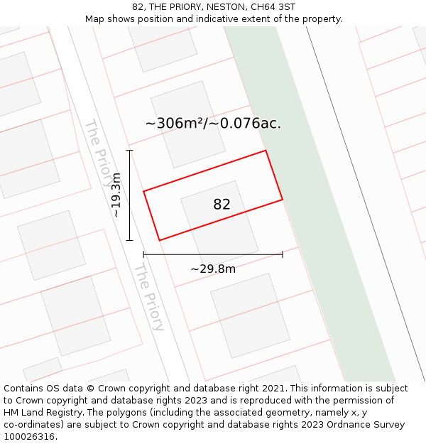 82, THE PRIORY, NESTON, CH64 3ST: Plot and title map
