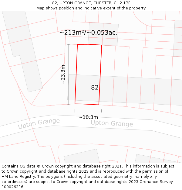 82, UPTON GRANGE, CHESTER, CH2 1BF: Plot and title map