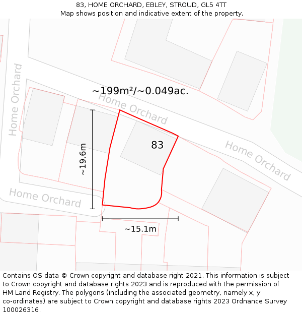 83, HOME ORCHARD, EBLEY, STROUD, GL5 4TT: Plot and title map
