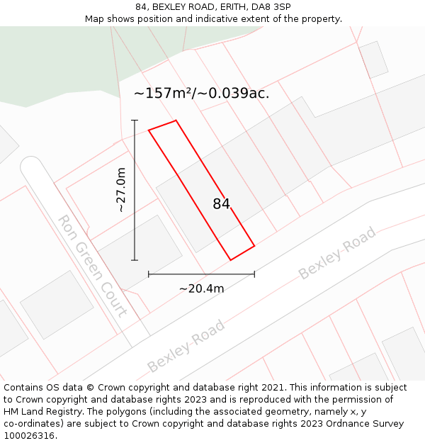 84, BEXLEY ROAD, ERITH, DA8 3SP: Plot and title map