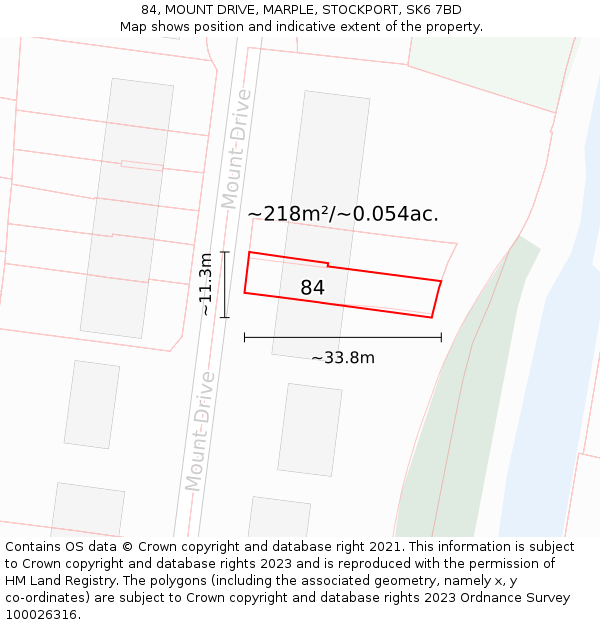 84, MOUNT DRIVE, MARPLE, STOCKPORT, SK6 7BD: Plot and title map