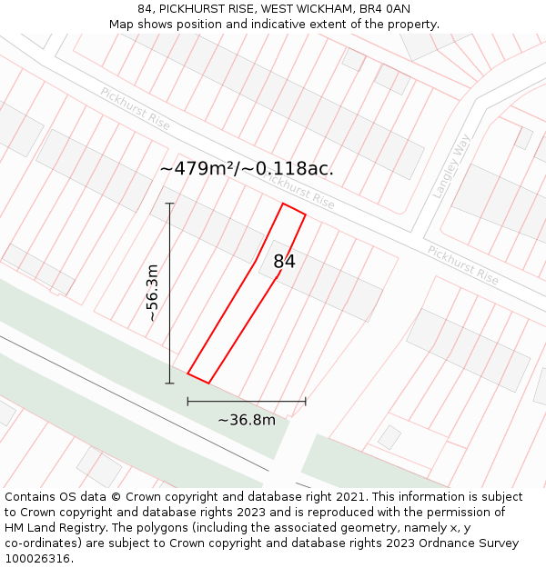 84, PICKHURST RISE, WEST WICKHAM, BR4 0AN: Plot and title map