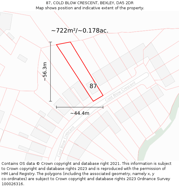 87, COLD BLOW CRESCENT, BEXLEY, DA5 2DR: Plot and title map