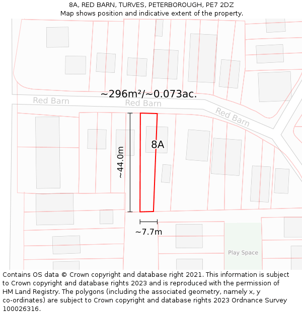 8A, RED BARN, TURVES, PETERBOROUGH, PE7 2DZ: Plot and title map