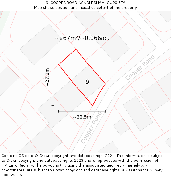 9, COOPER ROAD, WINDLESHAM, GU20 6EA: Plot and title map