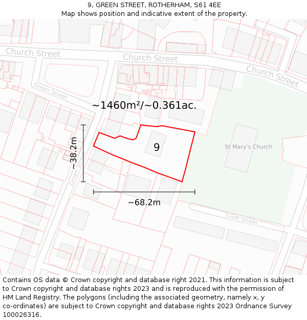 9, GREEN STREET, ROTHERHAM, S61 4EE: Plot and title map