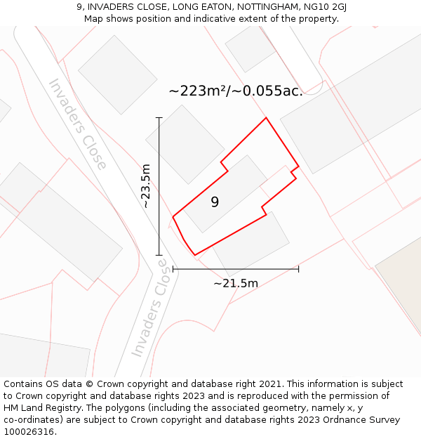 9, INVADERS CLOSE, LONG EATON, NOTTINGHAM, NG10 2GJ: Plot and title map