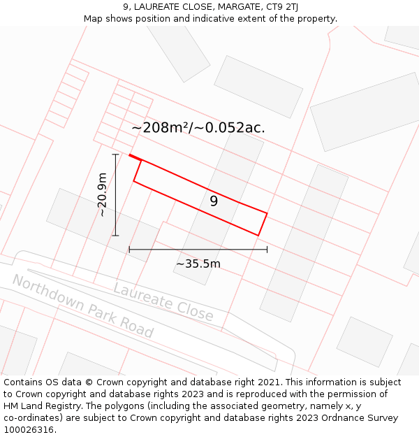 9, LAUREATE CLOSE, MARGATE, CT9 2TJ: Plot and title map