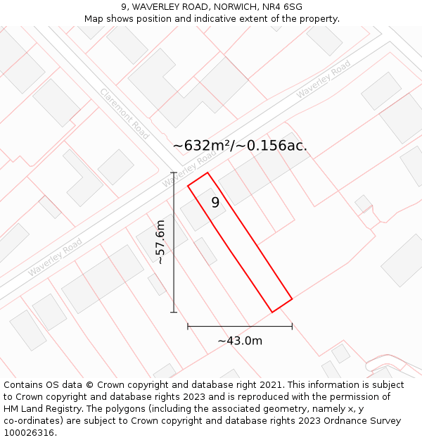 9, WAVERLEY ROAD, NORWICH, NR4 6SG: Plot and title map