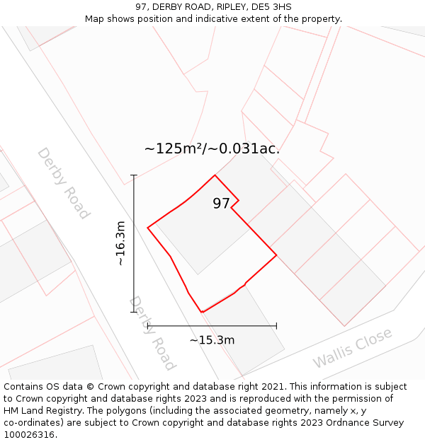 97, DERBY ROAD, RIPLEY, DE5 3HS: Plot and title map