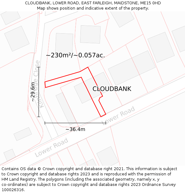 CLOUDBANK, LOWER ROAD, EAST FARLEIGH, MAIDSTONE, ME15 0HD: Plot and title map