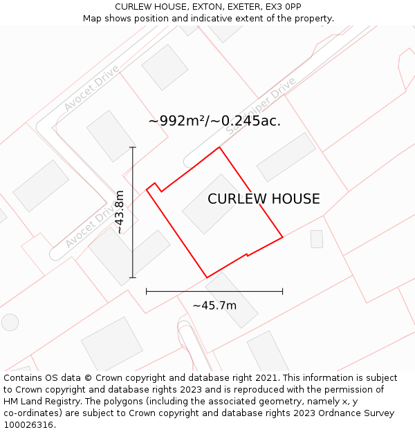 CURLEW HOUSE, EXTON, EXETER, EX3 0PP: Plot and title map