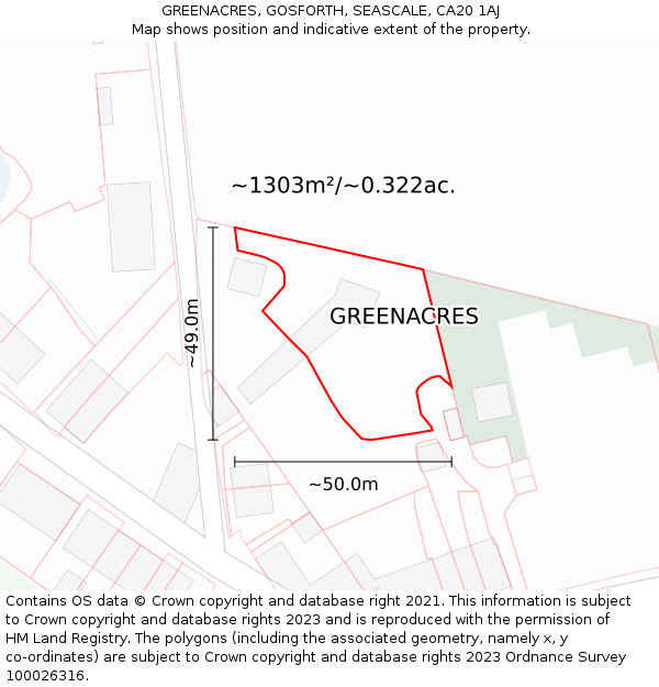 GREENACRES, GOSFORTH, SEASCALE, CA20 1AJ: Plot and title map