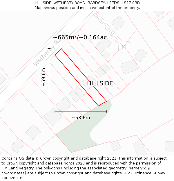 HILLSIDE, WETHERBY ROAD, BARDSEY, LEEDS, LS17 9BB: Plot and title map